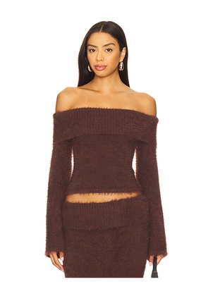 SEVEN WONDERS Anneliese Off Shoulder Top in Chocolate. Size L. Also in S, XS, M, XL.