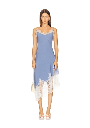 Prabal Gurung Bias Flare Hem Midi Dress in Blue. Size 0. Also in 2, 4, 8.