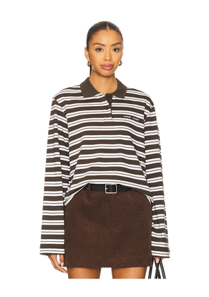 SAMSOE SAMSOE Sadover Longsleeve Polo Top in Brown. Size L. Also in XS, S, M.