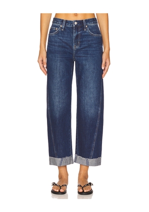 PISTOLA Kacey Mid Rise Cuffed Boyfriend Jeans in Blue. Size 26. Also in 27, 28, 33.