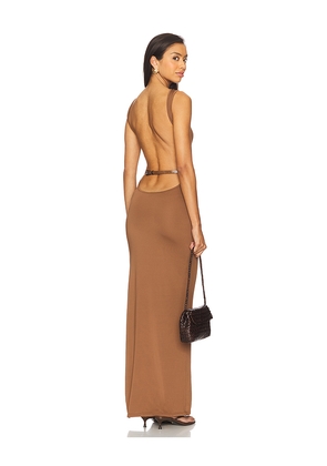 superdown Trista Maxi Dress in Chocolate. Size L. Also in XS, S, M, XL.