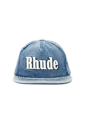 Rhude Logo Denim Hat in Blue.