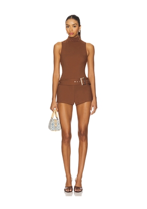 superdown Evie Romper in Chocolate. Size L. Also in XS, S, M, XL.