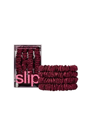 slip Skinny Scrunchies Set Of 4 in Burgundy.