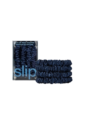 slip Skinny Scrunchies Set Of 4 in Navy.