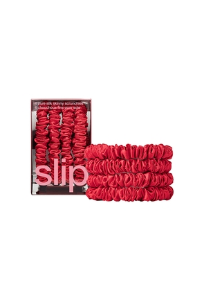 slip Skinny Scrunchies Set Of 4 in Red.