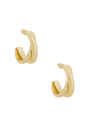 Roxanne Assoulin Double Cobra Hoop Earrings in Metallic Gold.