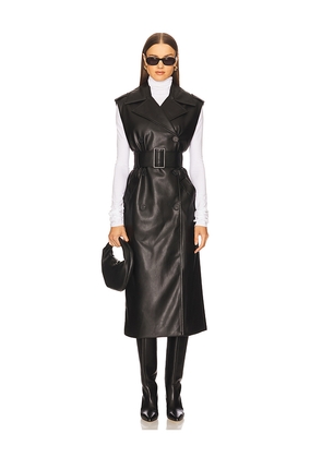 Susana Monaco Sleeveless Faux Leather Sleeveless Trench in Black. Size L. Also in M, S, XS.
