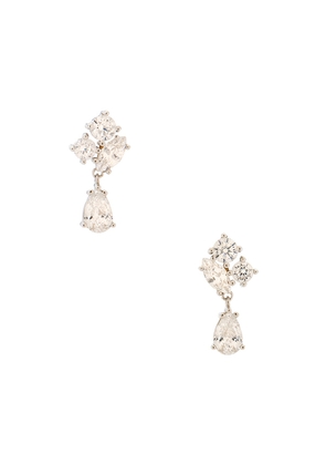 SHASHI Camille Drop Earring in Metallic Silver.