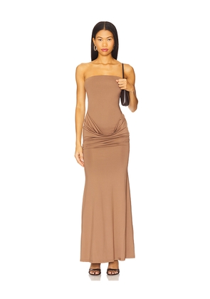 superdown Alessie Maxi Dress in Brown. Size L. Also in XS, XXS, S, M, XL.