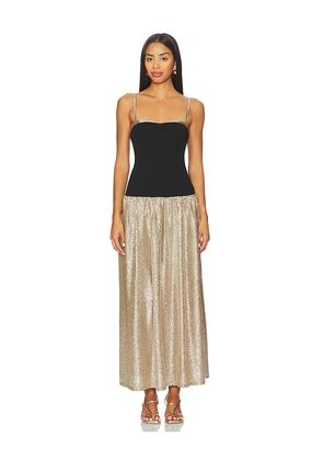 Show Me Your Mumu Hepburn Midi Dress in Metallic Gold. Size L. Also in XL, XS.
