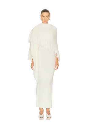 SELMACILEK Fringe Scarf in Cream. Size L. Also in M, S, XS.