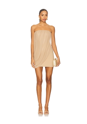 superdown Elodie Mini Dress in Beige. Size L. Also in XS, S, M.