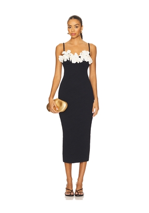 PatBO Breeze Jacquard Colorblock Midi Dress in Black. Size L. Also in XS, S, XL, M.