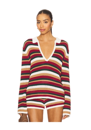 SEVEN WONDERS Benson Knit Top in Red. Size M. Also in XS, S.