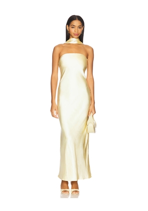 SNDYS x REVOLVE Angelina Neck Tie Maxi Dress in Yellow. Size L. Also in XS, S, M, XL, XXS.