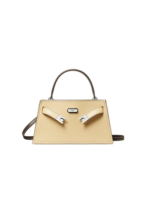 Tory Burch Lee Radziwill Mini Top Handle Bag in Cream.