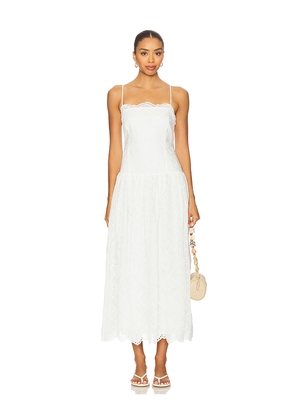 Tularosa Sofiya Midi Dress in White. Size L. Also in XS, S, M, XL.