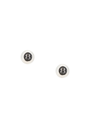 Two Jeys 8 Ball Earrings in Metallic Silver.