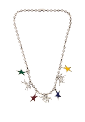 Two Jeys Horses & Stars Ball Chain Necklace in Metallic Silver.