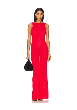 Runaway The Label Adriana Maxi Dress in Red. Size L. Also in S, M, XL.