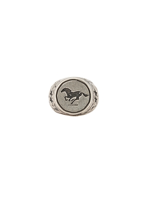 Two Jeys Galloping Signet Ring in Metallic Silver. Size 16. Also in 20, 22.