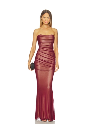 retrofete Quintessa Mesh Dress in Burgundy. Size L. Also in S, XL.