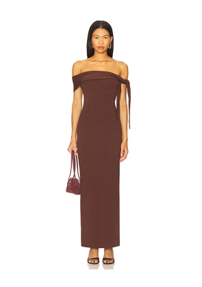 SNDYS Jaymes Maxi Dress in Chocolate. Size L. Also in M, S, XL, XS, XXL, XXS.