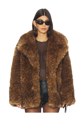 SIMONMILLER Knox Faux Fur Coat in Brown. Size L. Also in M.