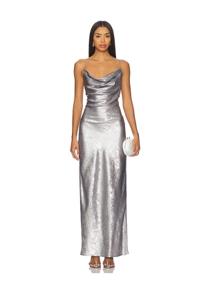 superdown Kit Maxi Dress in Metallic Silver. Size M. Also in S, XS, XXS.