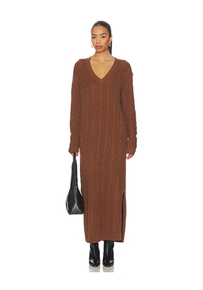 Polo Ralph Lauren Cable-knit V-neck Sweater Dress in Brown. Size L. Also in M, S, XL.