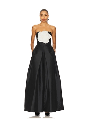 PatBO Taffeta Bloom Jumpsuit in Black. Size 0. Also in 2, 4, 6.