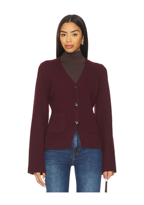 PISTOLA Aeron V-Neck Cardigan in Wine. Size L. Also in M, S, XS.