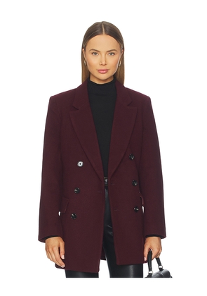 PISTOLA Emory Short Double Breasted Wool Coat in Wine. Size L. Also in M, S, XL, XS.