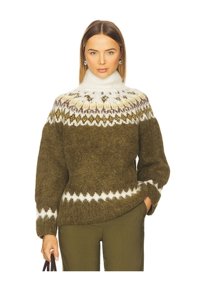 Rag & Bone Beth Oversized Fair Isle Turtleneck in Army. Size L. Also in S.