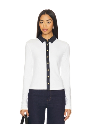 Rag & Bone The Knit Contrast Long Sleeve Polo in White. Size L. Also in XXS, XS, S, M, XL.