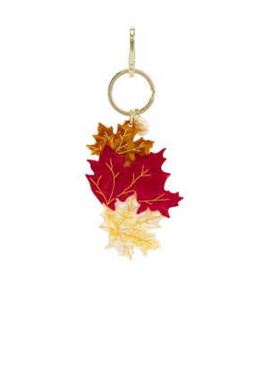 Solar Eclipse Hand-Painted Maple Leaves Bag Charm + Keychain in Red.