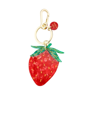 Solar Eclipse Hand-painted Strawberry Bag Charm + Keychain in Red.