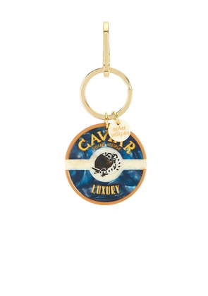 Solar Eclipse Hand-Painted Caviar Bag Charm + Keychain in Blue.