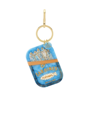 Solar Eclipse Hand-Painted Sardines Bag Charm + Keychain in Blue.