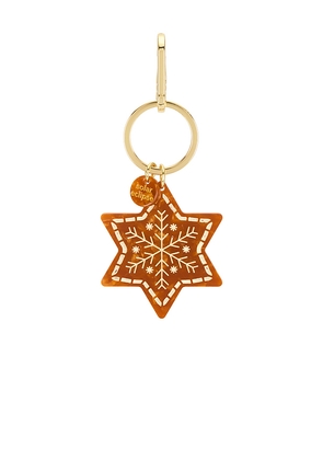 Solar Eclipse Hand-Painted Gingerbread Star Bag Charm + Keychain in Brown.