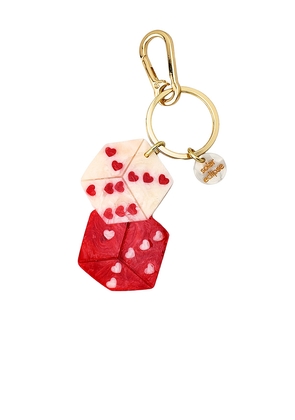 Solar Eclipse Hand-Painted Lucky Dice Bag Charm + Keychain in Red.