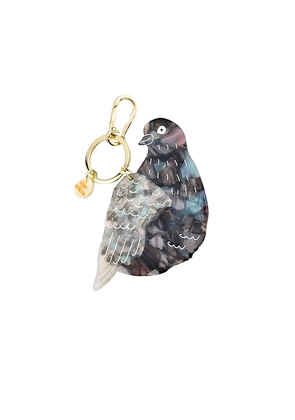 Solar Eclipse Hand-Painted Pigeon Bag Charm + Keychain in Grey.