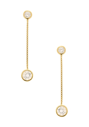 SHASHI Solitaire Chain Drop Earring in Metallic Gold.