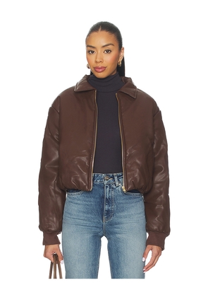 SNDYS Thorne Bomber Jacket in Chocolate. Size L. Also in XXS, XS, S, M, XL, XXL.