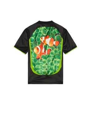 Pleasures Aqua Soccer Jersey in Black. Size L. Also in S, M, XL/1X, XXL/2X.