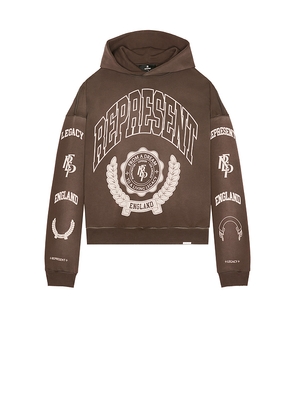 REPRESENT Legacy Crest Hoodie in Brown. Size L. Also in S, XL/1X.