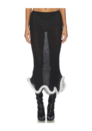 PH5 Ginny Alpaca Wavy Midi Skirt in Black. Size L. Also in XS, S, M.