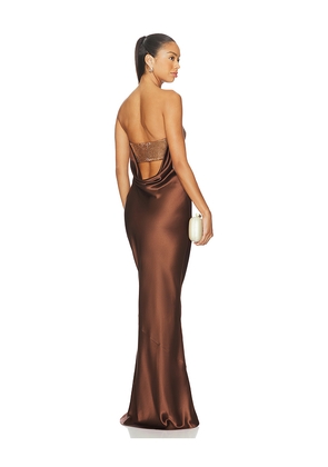 retrofete Graziella Embellished Dress in Brown. Size L. Also in XS, S, M, XL.
