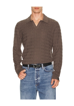 Rag & Bone Harvey Plaid Johnny Collar Polo in Brown. Size L. Also in S, M, XL/1X.